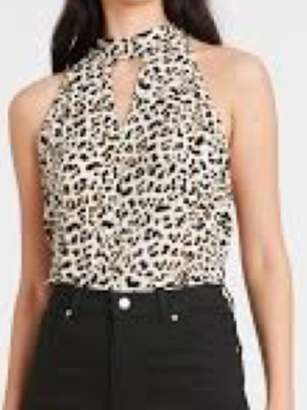 Banana Republic Leopard Print Sleeveless Keyhole Halter Top with Tie Behind Neck - Picture 9 of 9